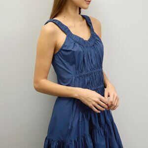 Eudon Choi x RTR Ruched Tiered Dress in Navy Blue